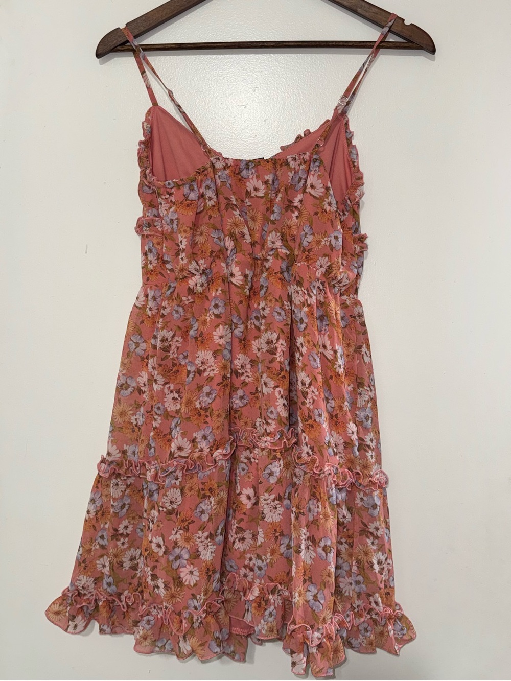Forever 21 Pink Coral Floral Ruffle Sundress